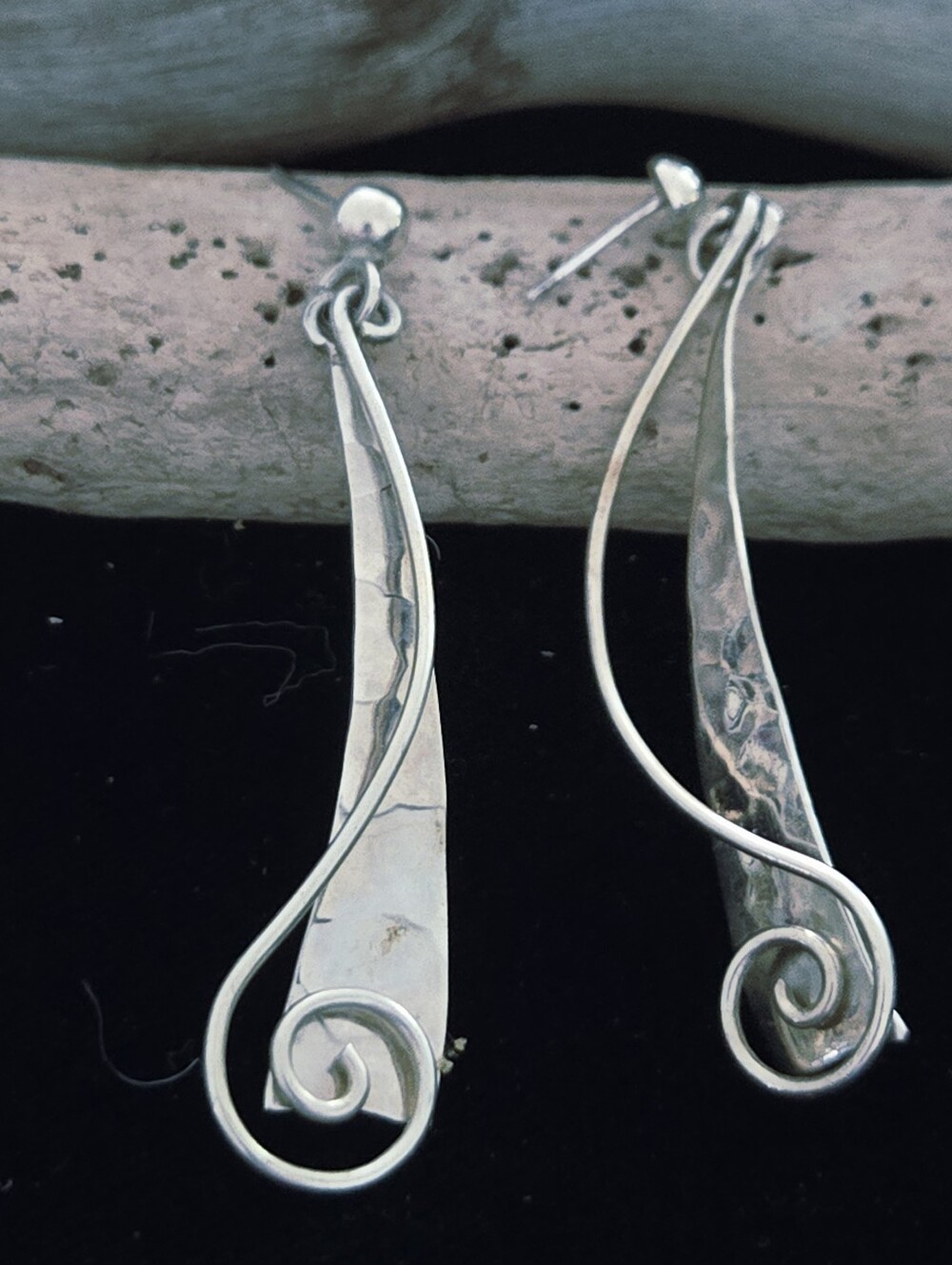 Artisan MADA Designs Swirl Drop Earrings - Silver Tone